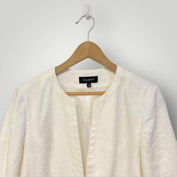 TALBOTS CLASSIC LINEN BLAZER- LINED Sz 12 - Picture 3 of 11